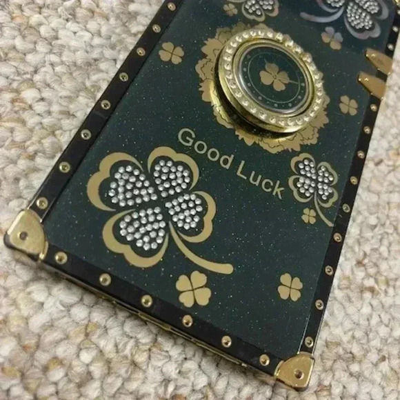 Iphone 11 6.5 Good Luck Irish Phone Case Clover Leaf Green Gold - Picture 3 of 6